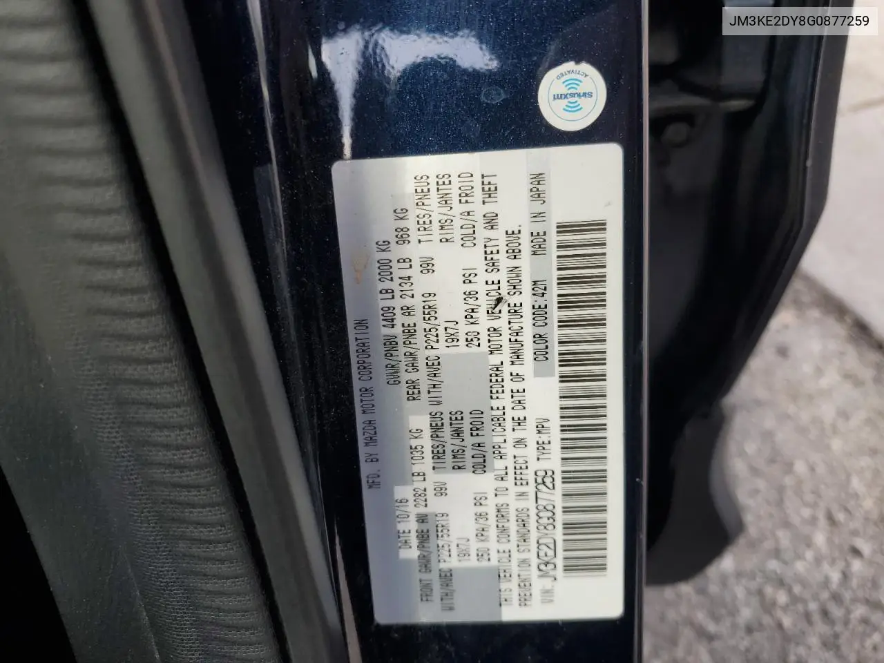 2016 Mazda Cx-5 Gt VIN: JM3KE2DY8G0877259 Lot: 51318975