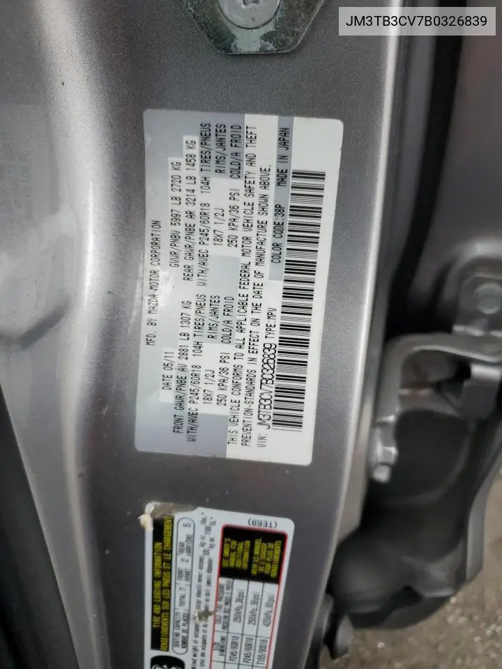 jm3tb3cv7b0326839 JM3TB3CV7B0326839 2011 Mazda Cx-9