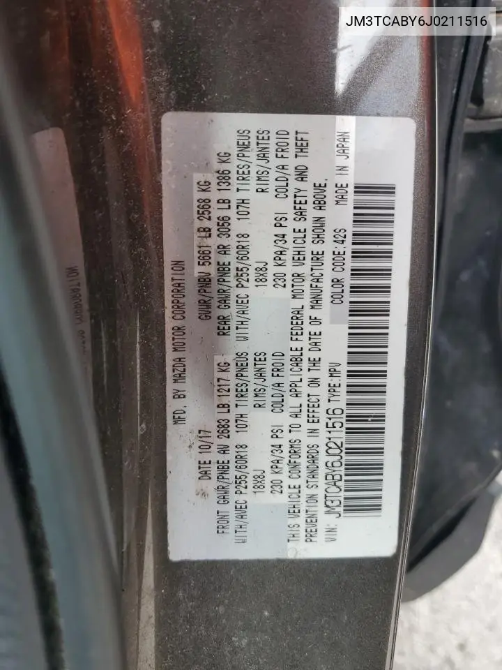 2018 Mazda Cx-9 Sport VIN: JM3TCABY6J0211516 Lot: 56584055