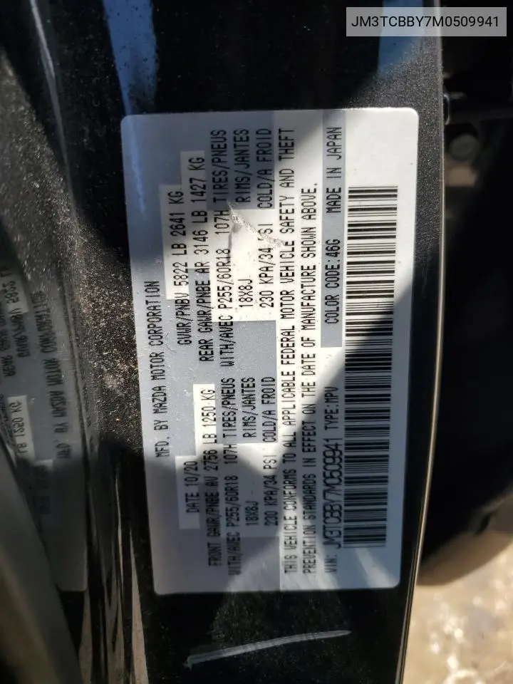 2021 Mazda Cx-9 Sport VIN: JM3TCBBY7M0509941 Lot: 63208915