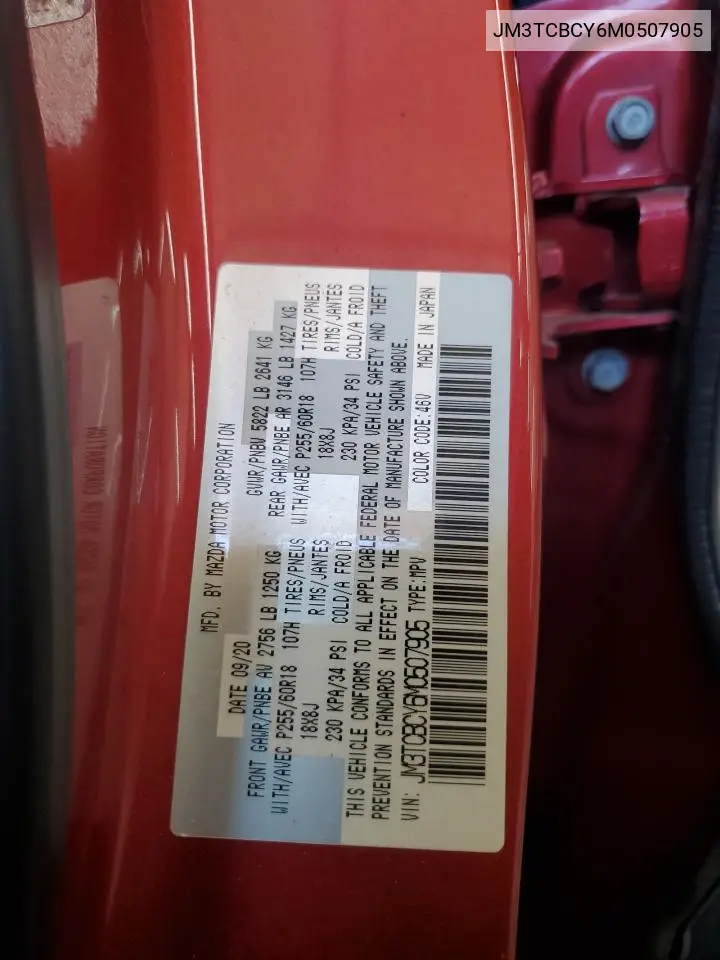 2021 Mazda Cx-9 Touring VIN: JM3TCBCY6M0507905 Lot: 63648205