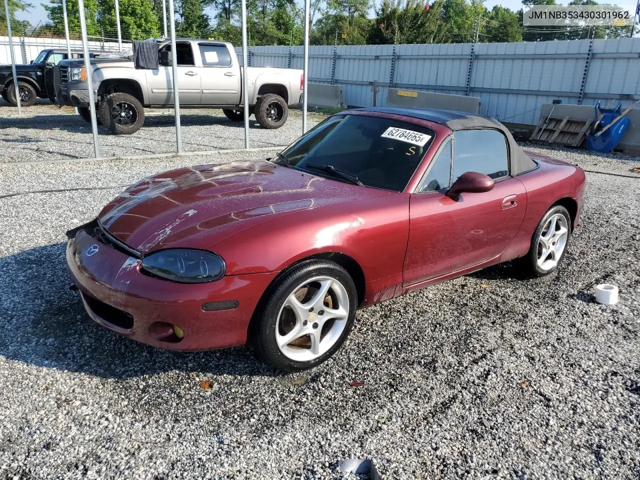 2003 Mazda Mx-5 Miata Base VIN: JM1NB353430301962 Lot: 62784665