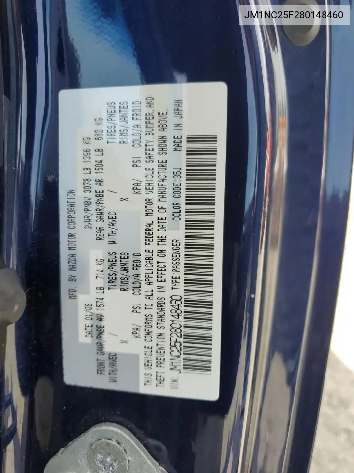 2008 Mazda Mx-5 Miata VIN: JM1NC25F280148460 Lot: 55797145