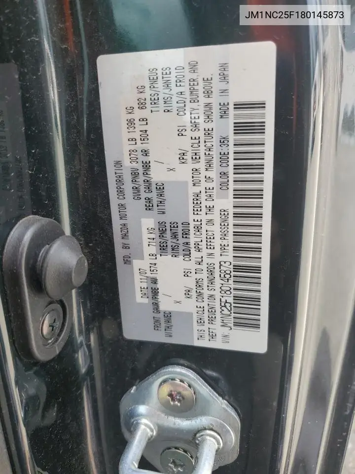 2008 Mazda Mx-5 Miata VIN: JM1NC25F180145873 Lot: 55798675