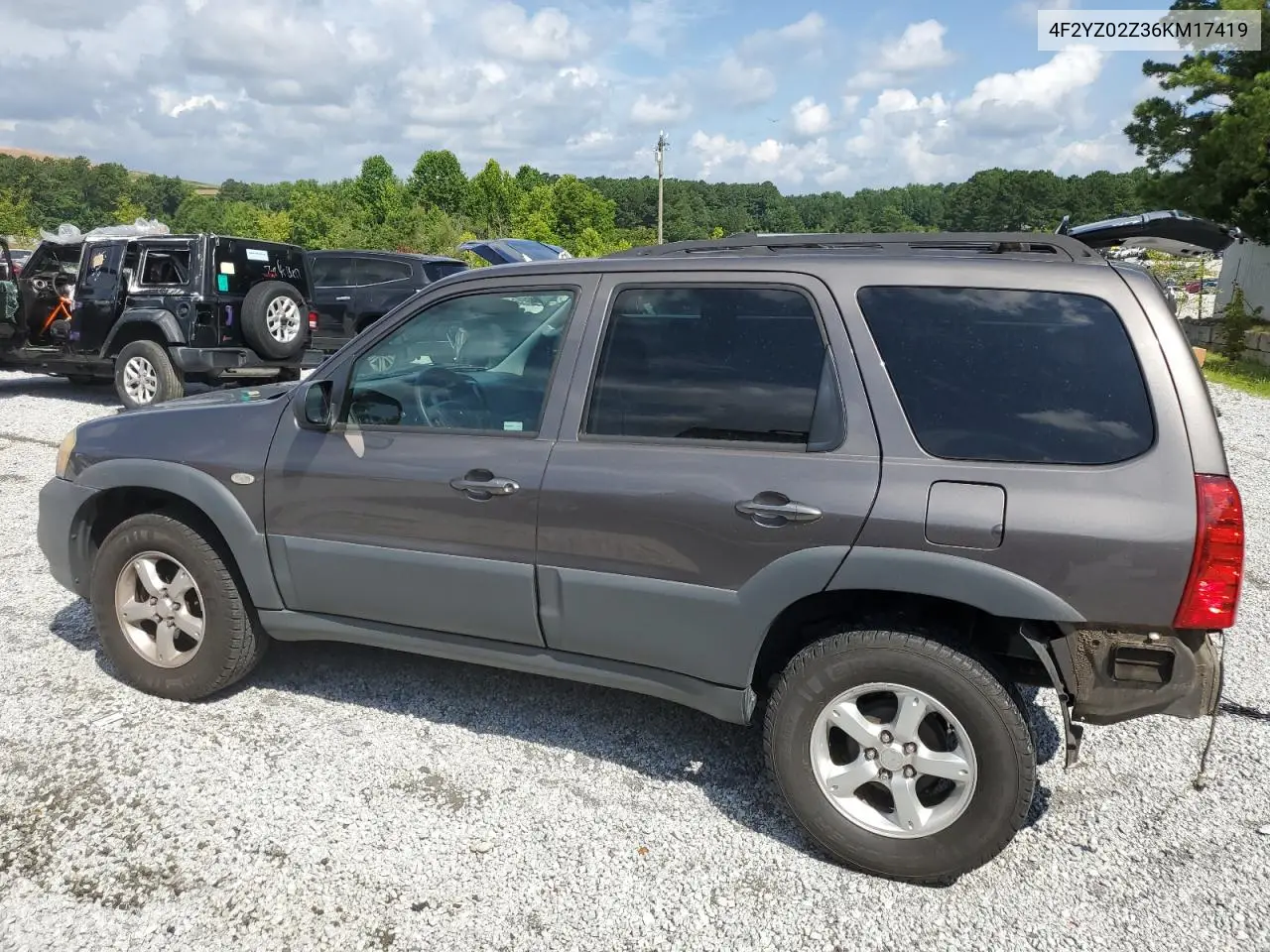 2006 Mazda Tribute I VIN: 4F2YZ02Z36KM17419 Lot: 64282285