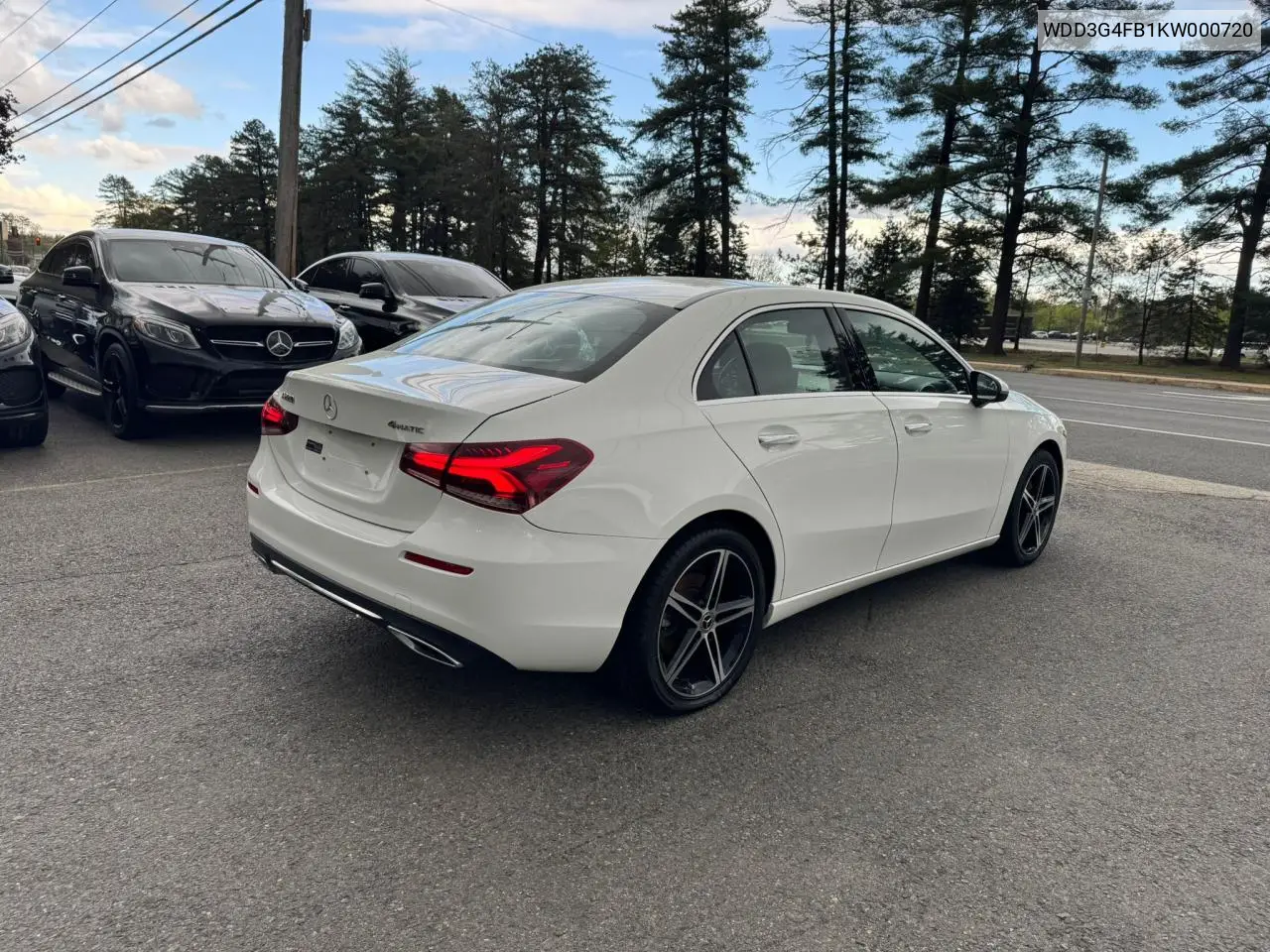 2019 Mercedes-Benz A 220 4Matic VIN: WDD3G4FB1KW000720 Lot: 56886445