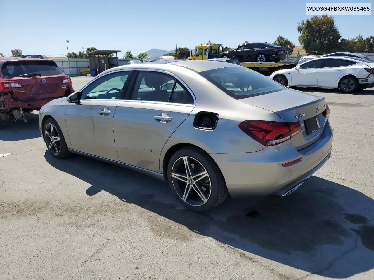 2019 Mercedes-Benz A 220 4Matic VIN: WDD3G4FBXKW035465 Lot: 57601635