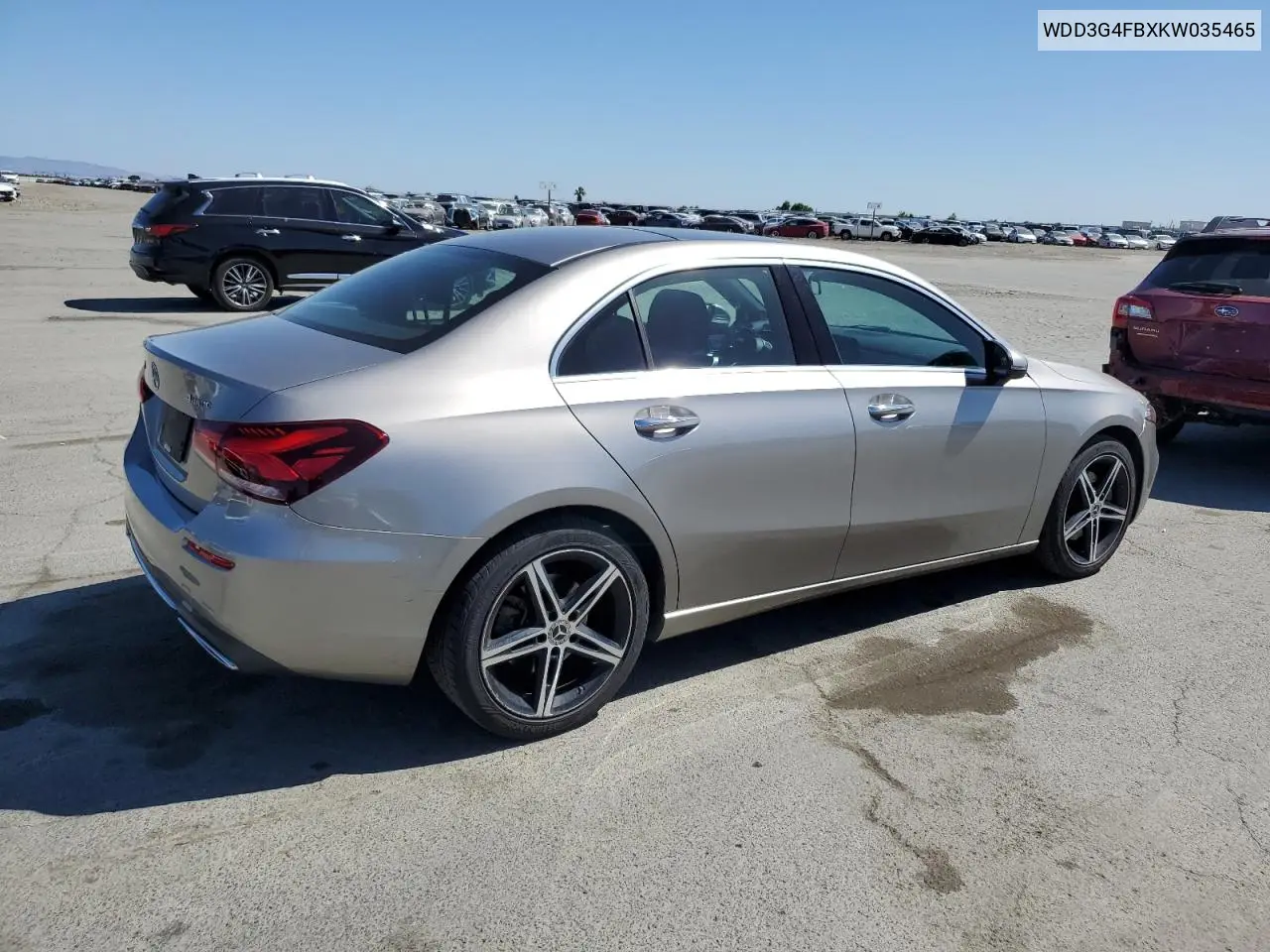 2019 Mercedes-Benz A 220 4Matic VIN: WDD3G4FBXKW035465 Lot: 57601635