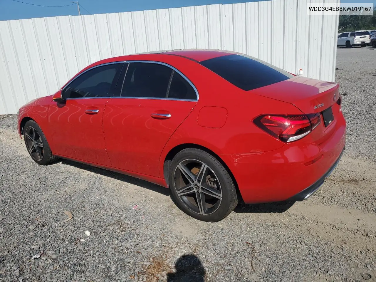 2019 Mercedes-Benz A 220 VIN: WDD3G4EB8KW019167 Lot: 60721065