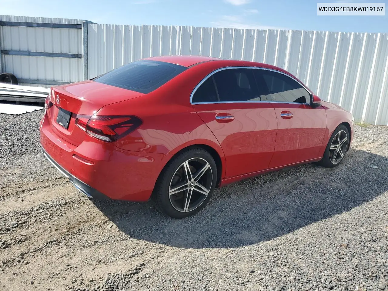 2019 Mercedes-Benz A 220 VIN: WDD3G4EB8KW019167 Lot: 60721065