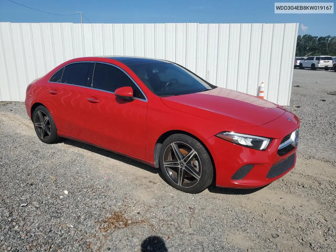 2019 Mercedes-Benz A 220 VIN: WDD3G4EB8KW019167 Lot: 60721065