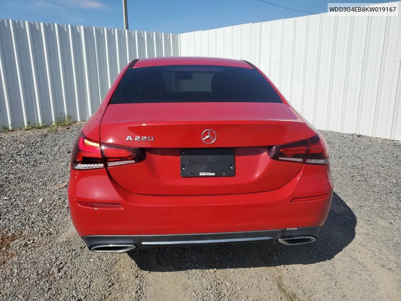 2019 Mercedes-Benz A 220 VIN: WDD3G4EB8KW019167 Lot: 60721065