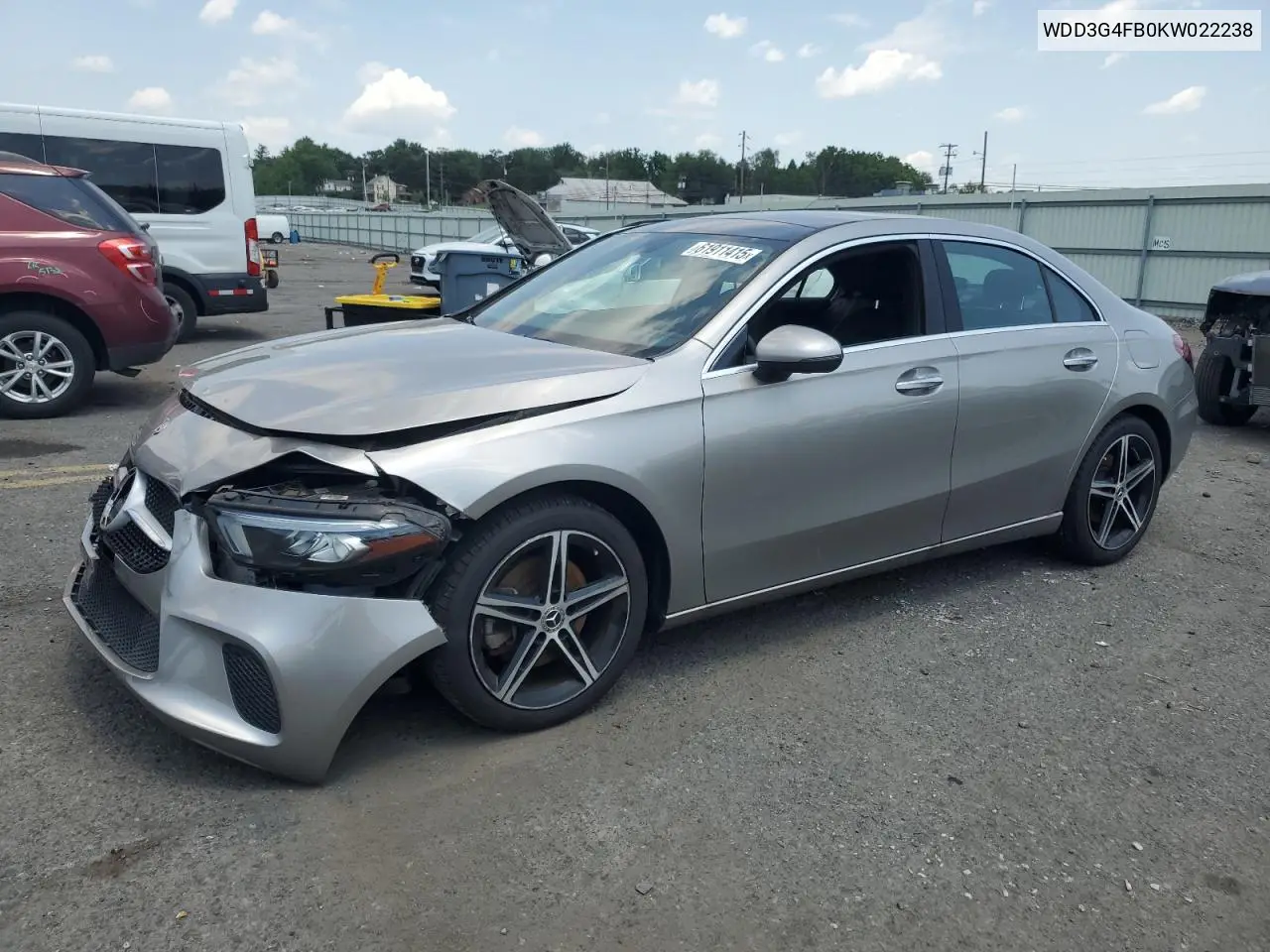 2019 Mercedes-Benz A 220 4Matic VIN: WDD3G4FB0KW022238 Lot: 61911415