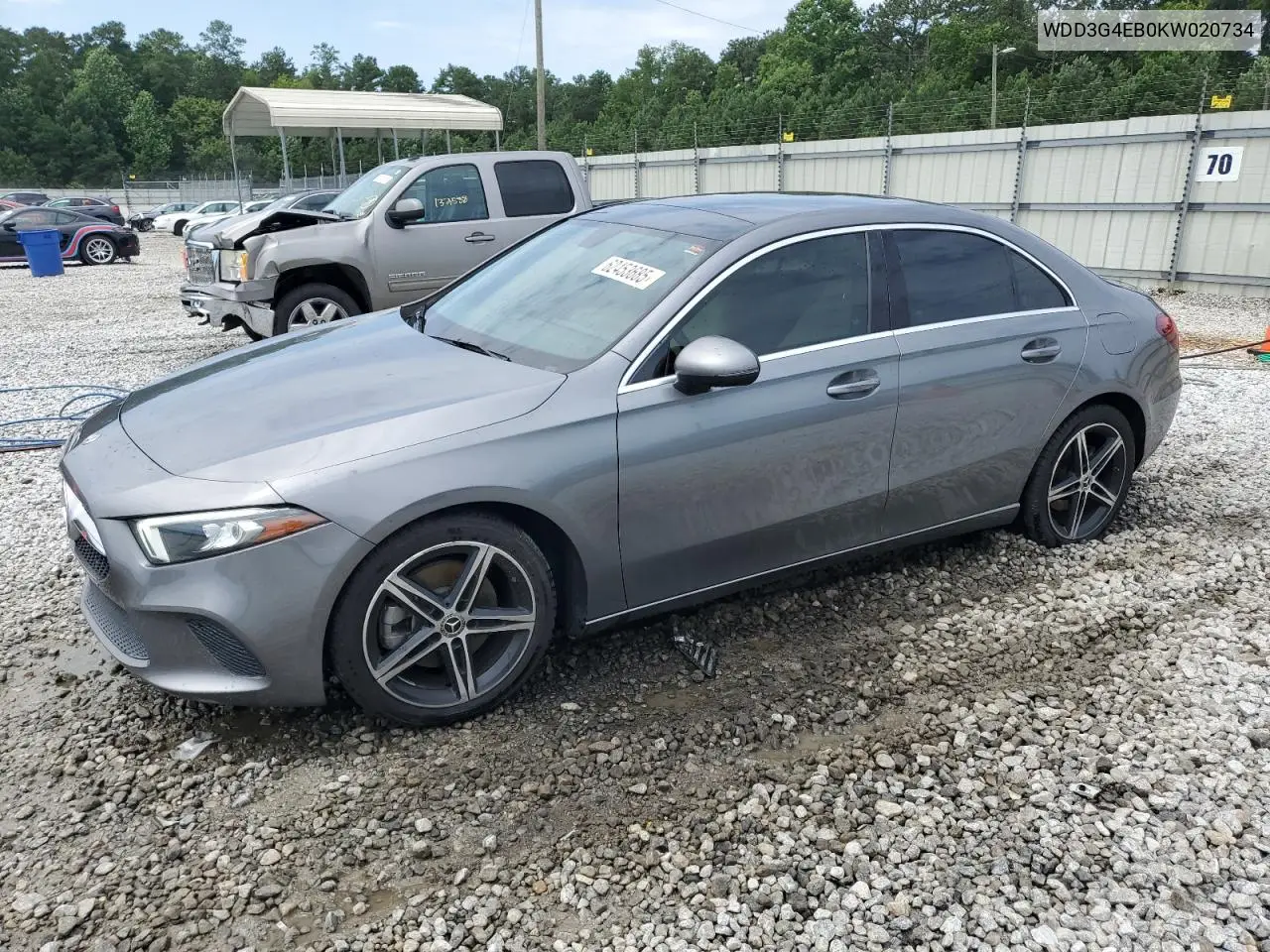 2019 Mercedes-Benz A 220 VIN: WDD3G4EB0KW020734 Lot: 62453685