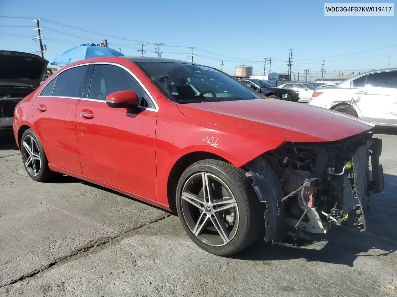 2019 Mercedes-Benz A 220 4Matic VIN: WDD3G4FB7KW019417 Lot: 62854805