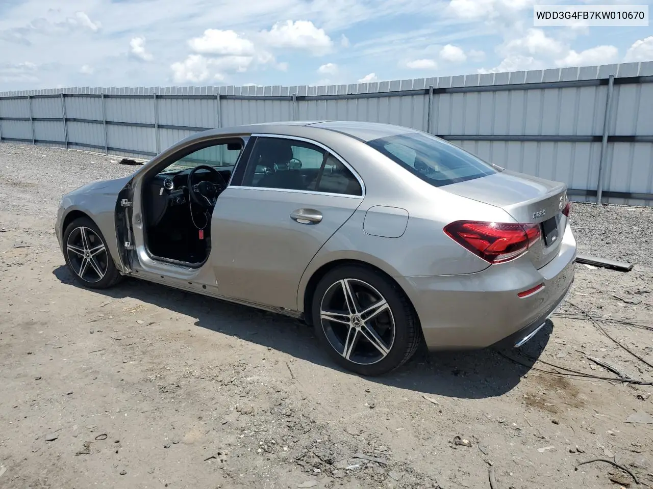 2019 Mercedes-Benz A 220 4Matic VIN: WDD3G4FB7KW010670 Lot: 63070415
