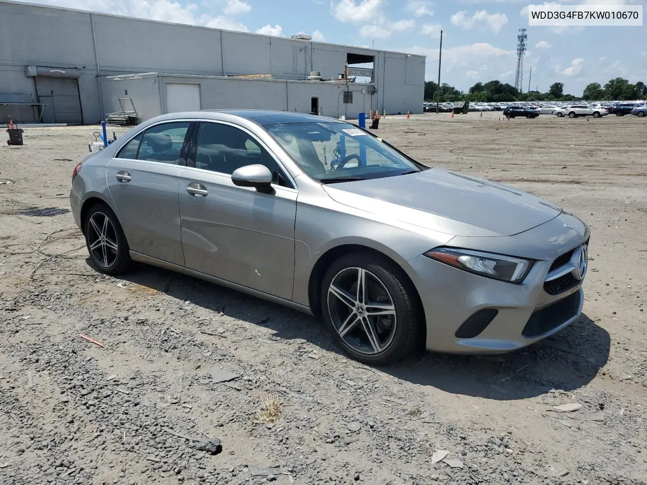 2019 Mercedes-Benz A 220 4Matic VIN: WDD3G4FB7KW010670 Lot: 63070415
