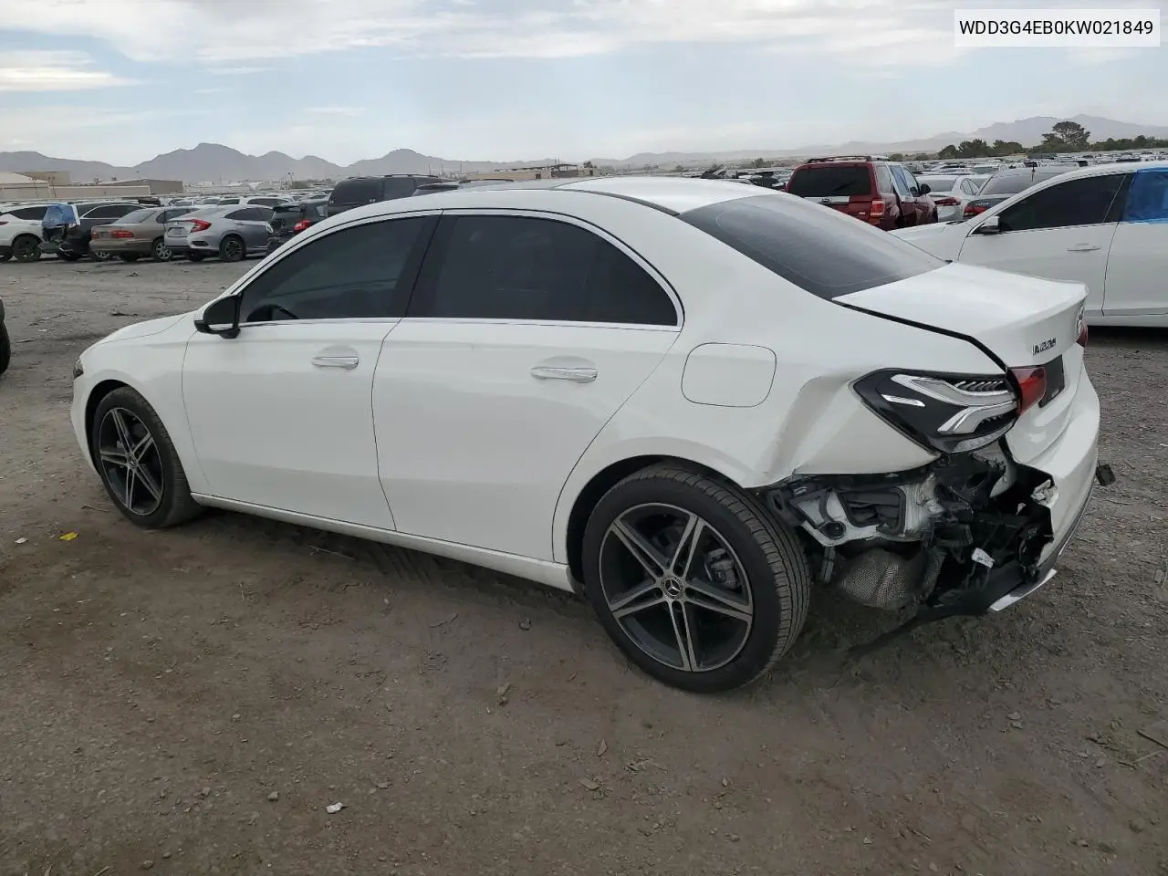 2019 Mercedes-Benz A 220 VIN: WDD3G4EB0KW021849 Lot: 63330655