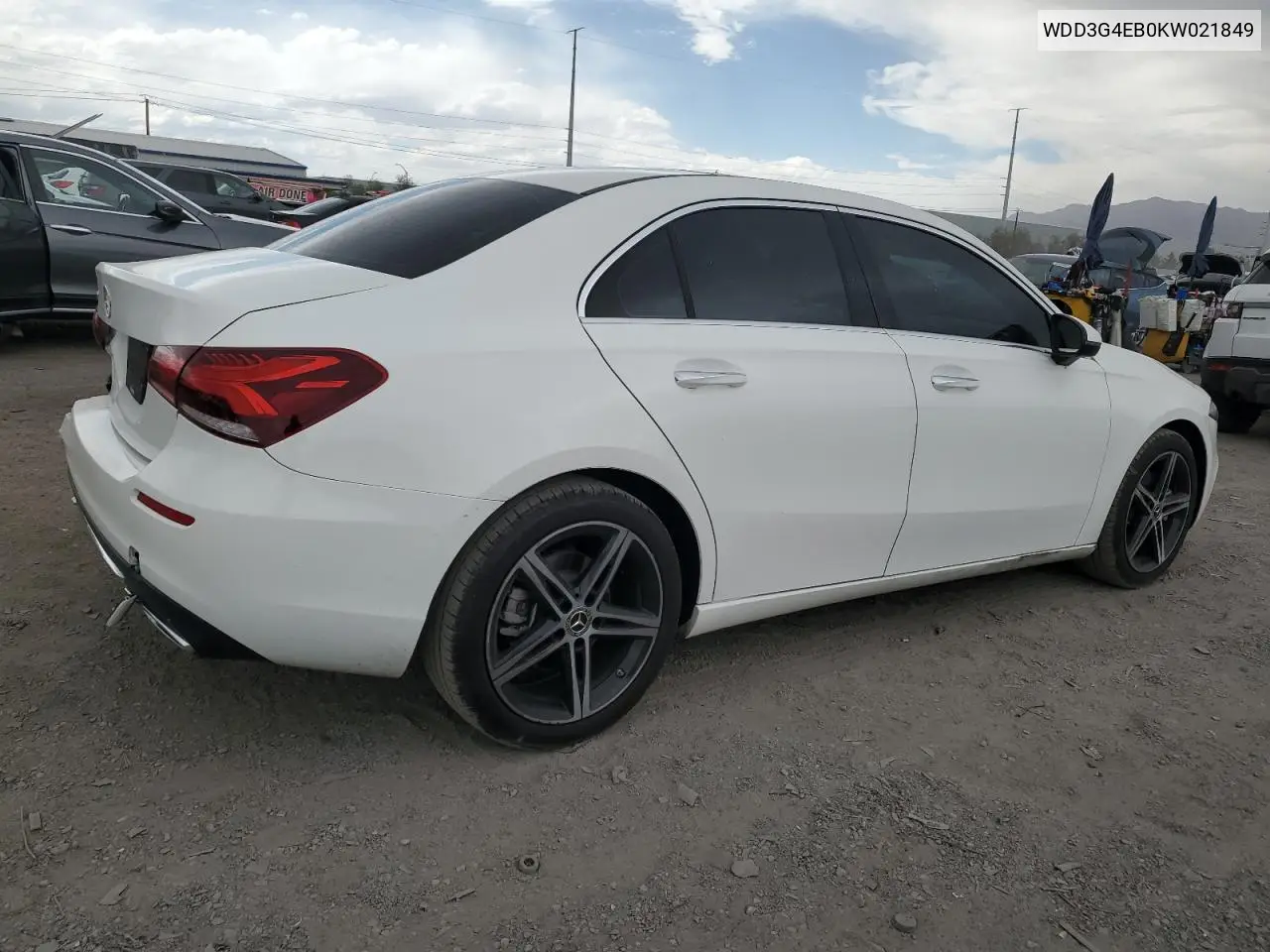 2019 Mercedes-Benz A 220 VIN: WDD3G4EB0KW021849 Lot: 63330655
