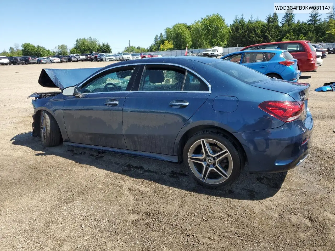 2019 Mercedes-Benz A 220 4Matic VIN: WDD3G4FB9KW031147 Lot: 65626405