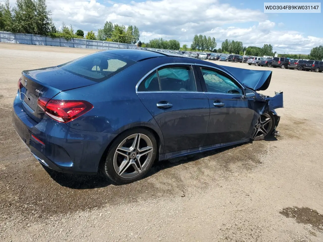 2019 Mercedes-Benz A 220 4Matic VIN: WDD3G4FB9KW031147 Lot: 65626405