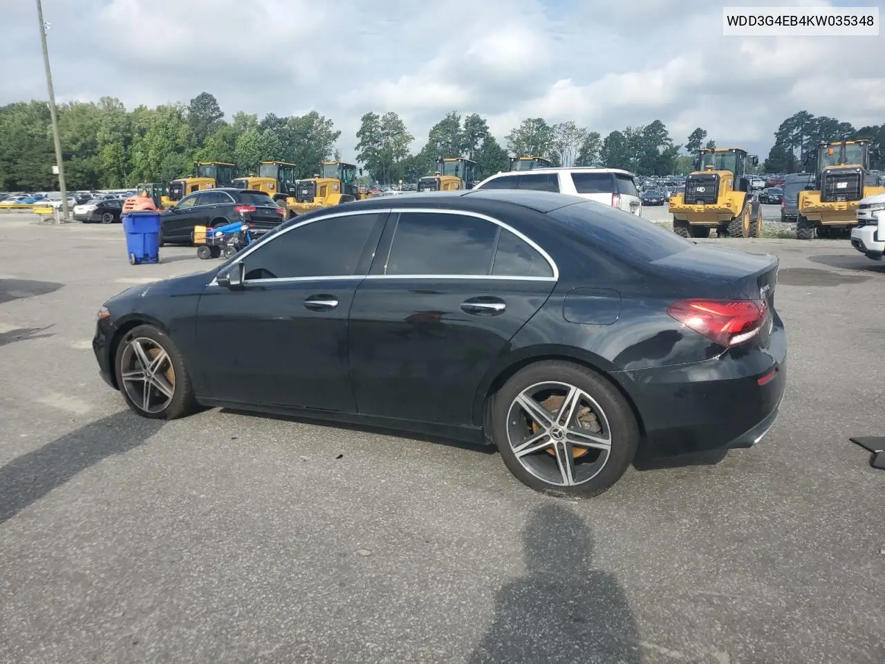 2019 Mercedes-Benz A 220 VIN: WDD3G4EB4KW035348 Lot: 65942445