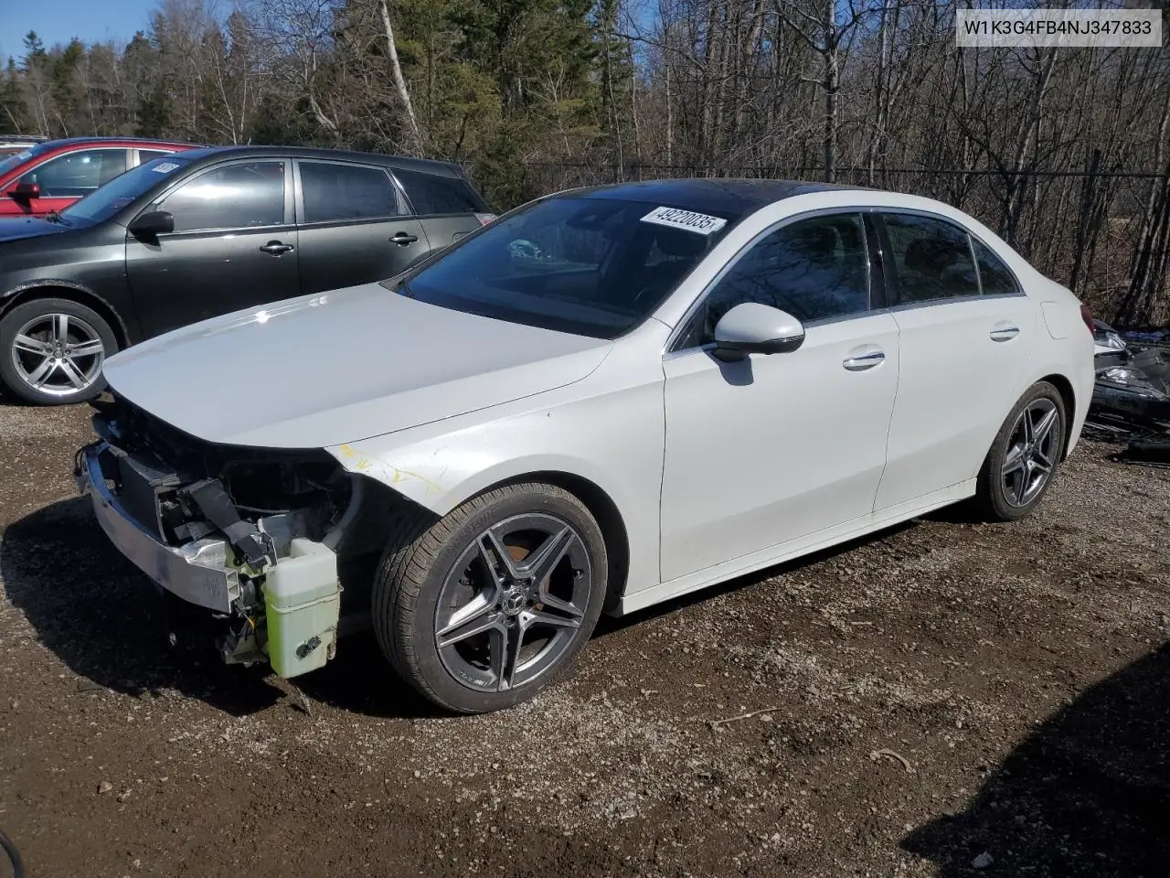 2022 Mercedes-Benz A 220 4Matic VIN: W1K3G4FB4NJ347833 Lot: 49220035