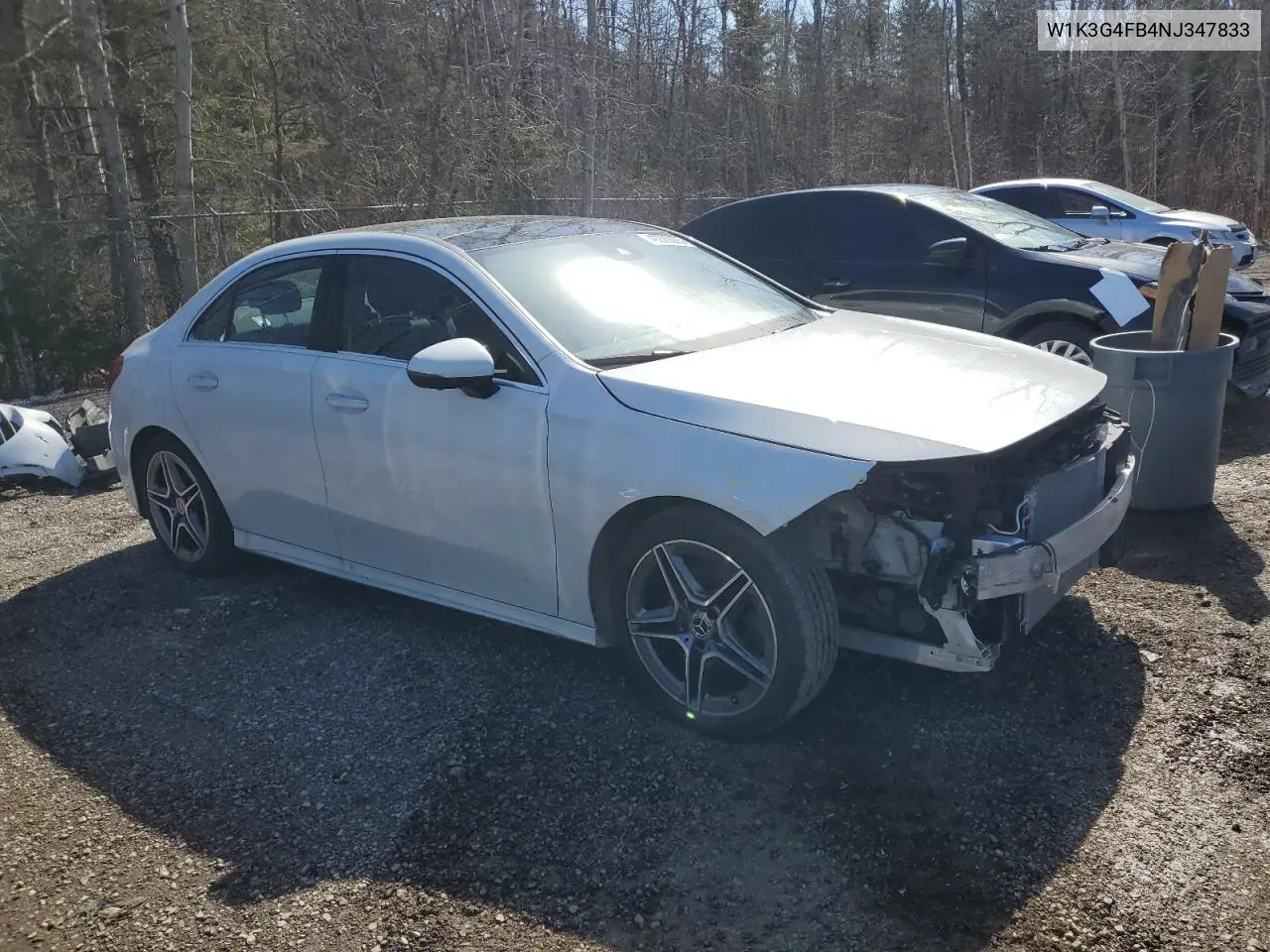 2022 Mercedes-Benz A 220 4Matic VIN: W1K3G4FB4NJ347833 Lot: 49220035