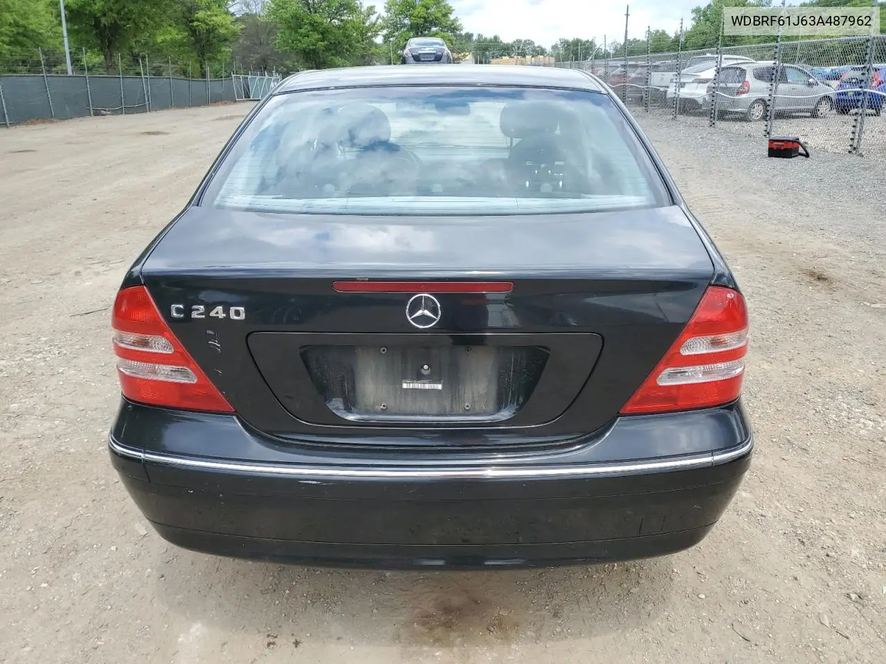 2003 Mercedes-Benz C 240 VIN: WDBRF61J63A487962 Lot: 56416365