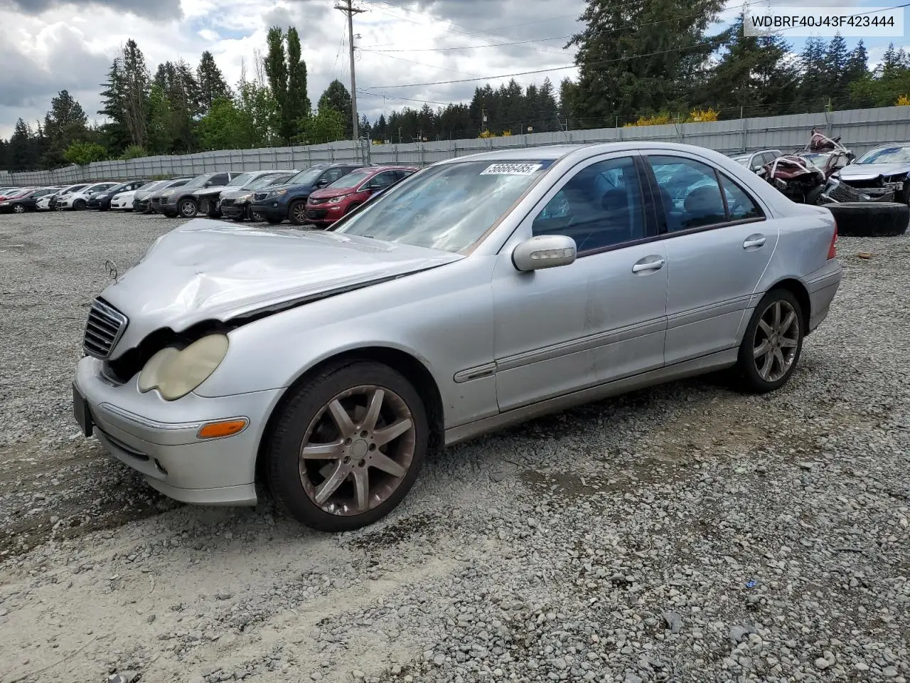 2003 Mercedes-Benz C 230K Sport Sedan VIN: WDBRF40J43F423444 Lot: 56666485