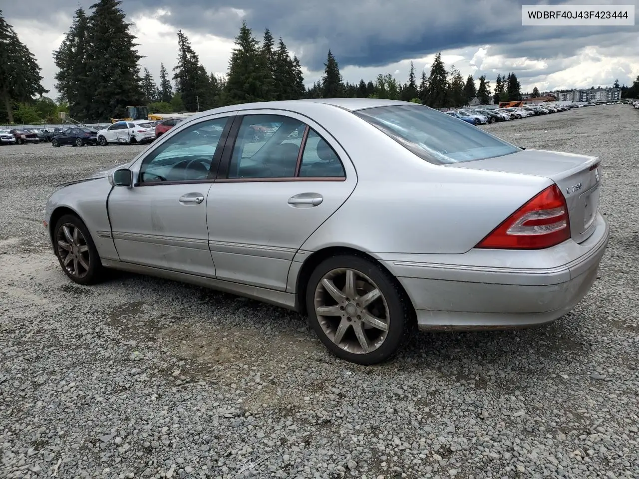 2003 Mercedes-Benz C 230K Sport Sedan VIN: WDBRF40J43F423444 Lot: 56666485