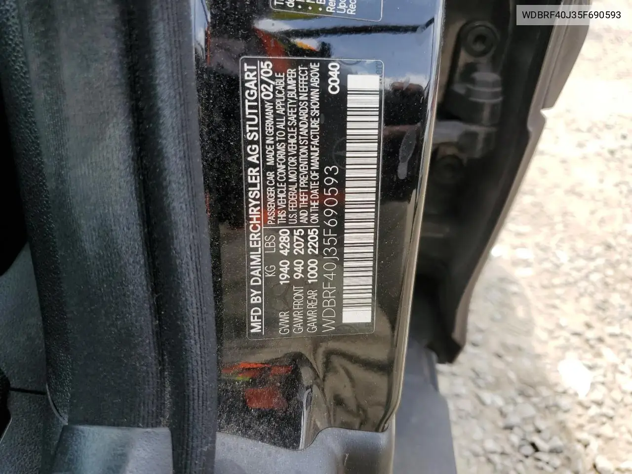 2005 Mercedes-Benz C 230K Sport Sedan VIN: WDBRF40J35F690593 Lot: 56122435