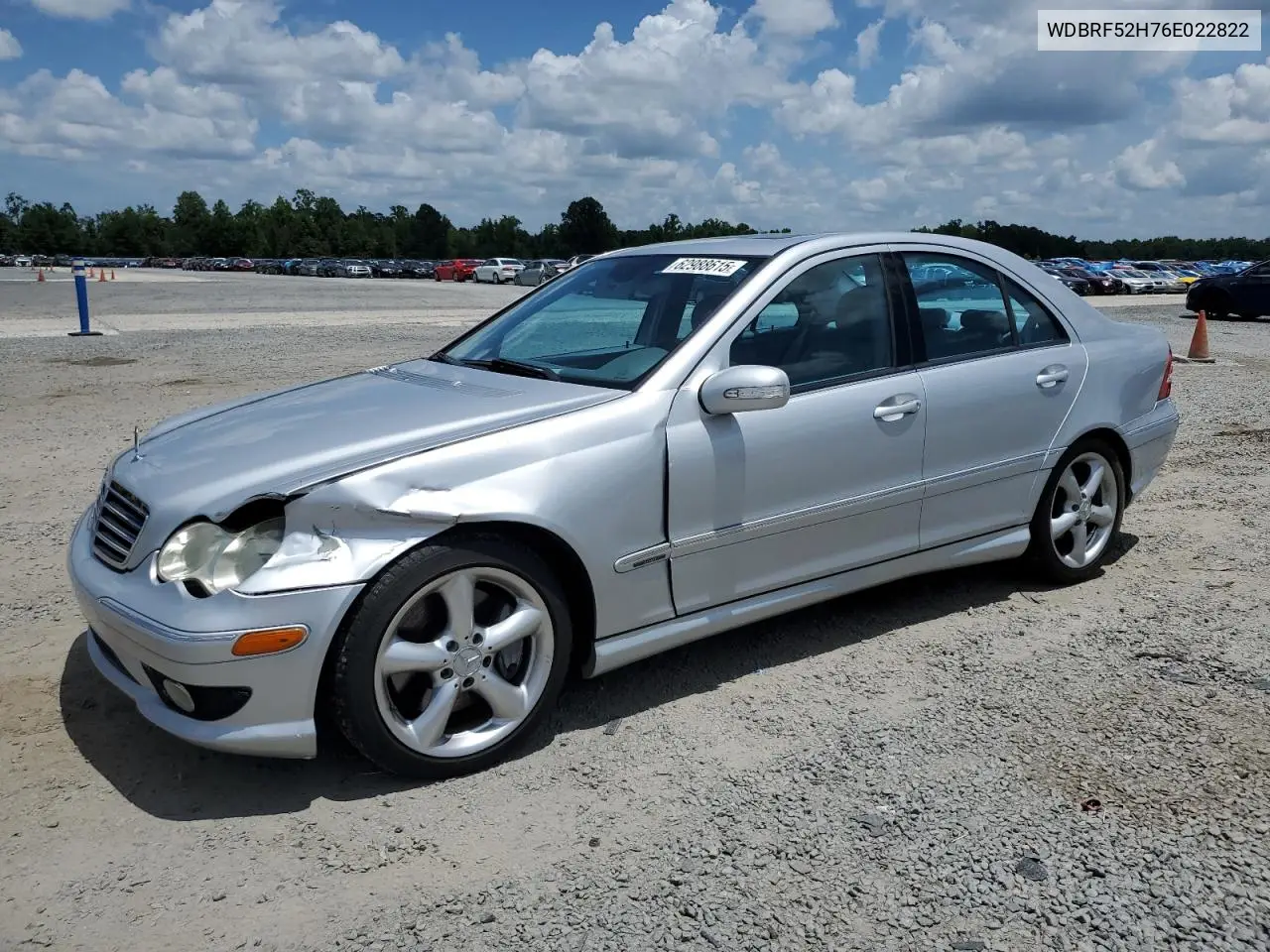 2006 Mercedes-Benz C 230 VIN: WDBRF52H76E022822 Lot: 62988615