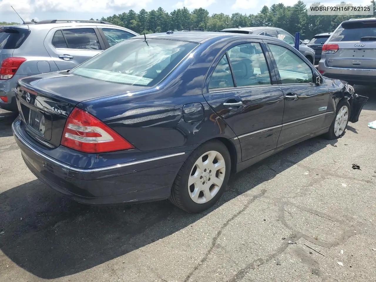 2006 Mercedes-Benz C 280 4Matic VIN: WDBRF92H16F762125 Lot: 64589815