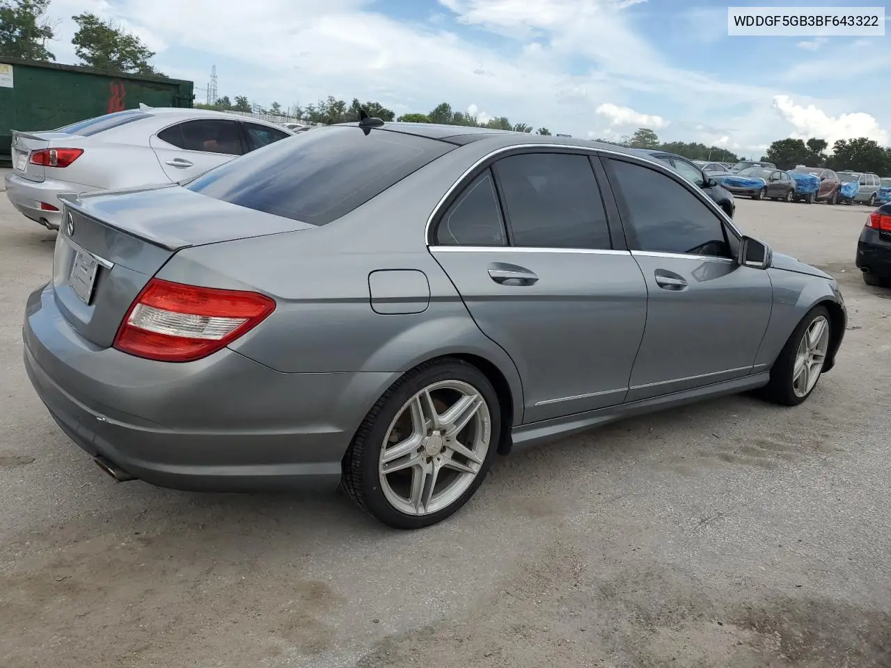 2011 Mercedes-Benz C 350 VIN: WDDGF5GB3BF643322 Lot: 65373035