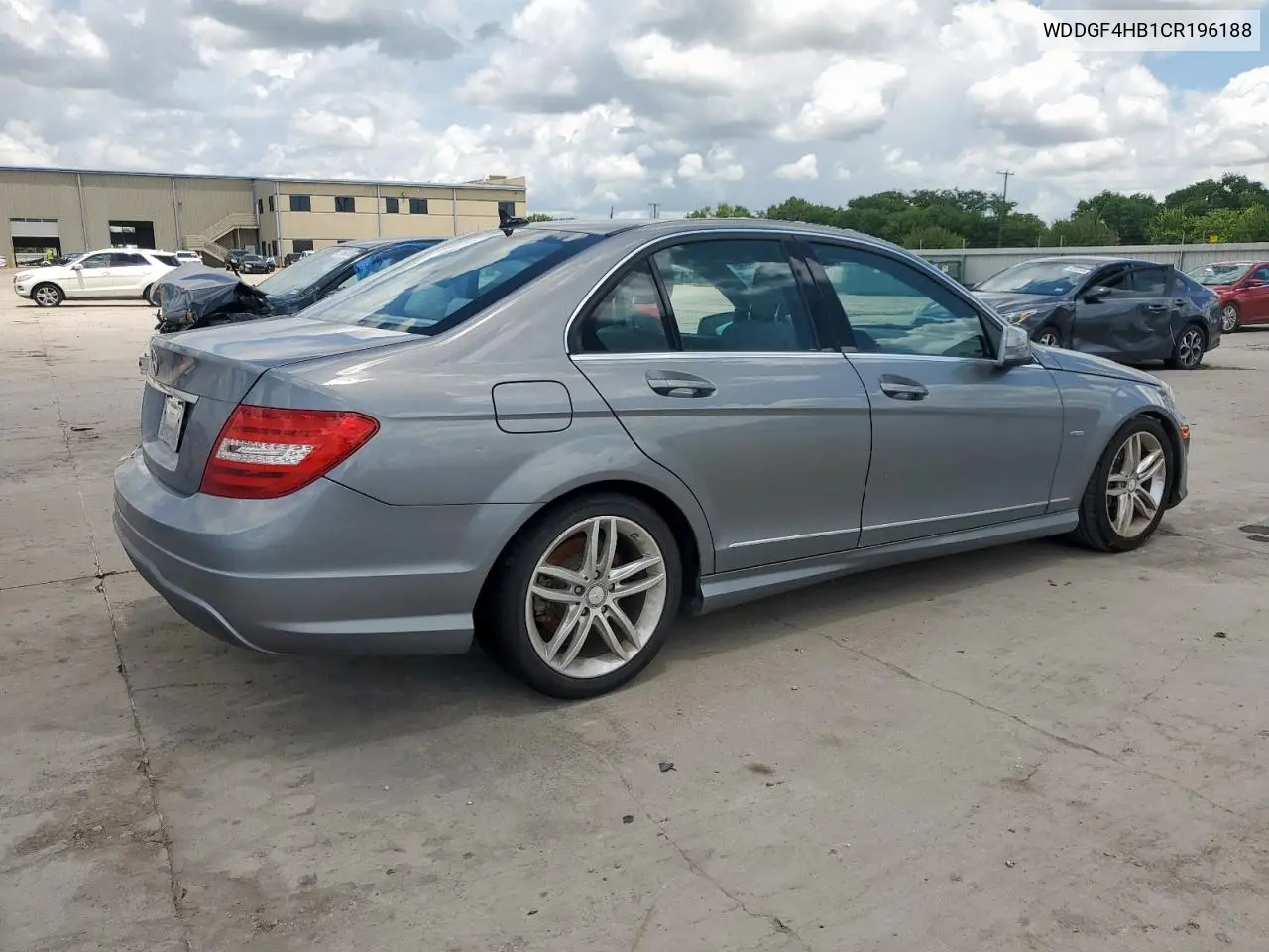 2012 Mercedes-Benz C 250 VIN: WDDGF4HB1CR196188 Lot: 62579975