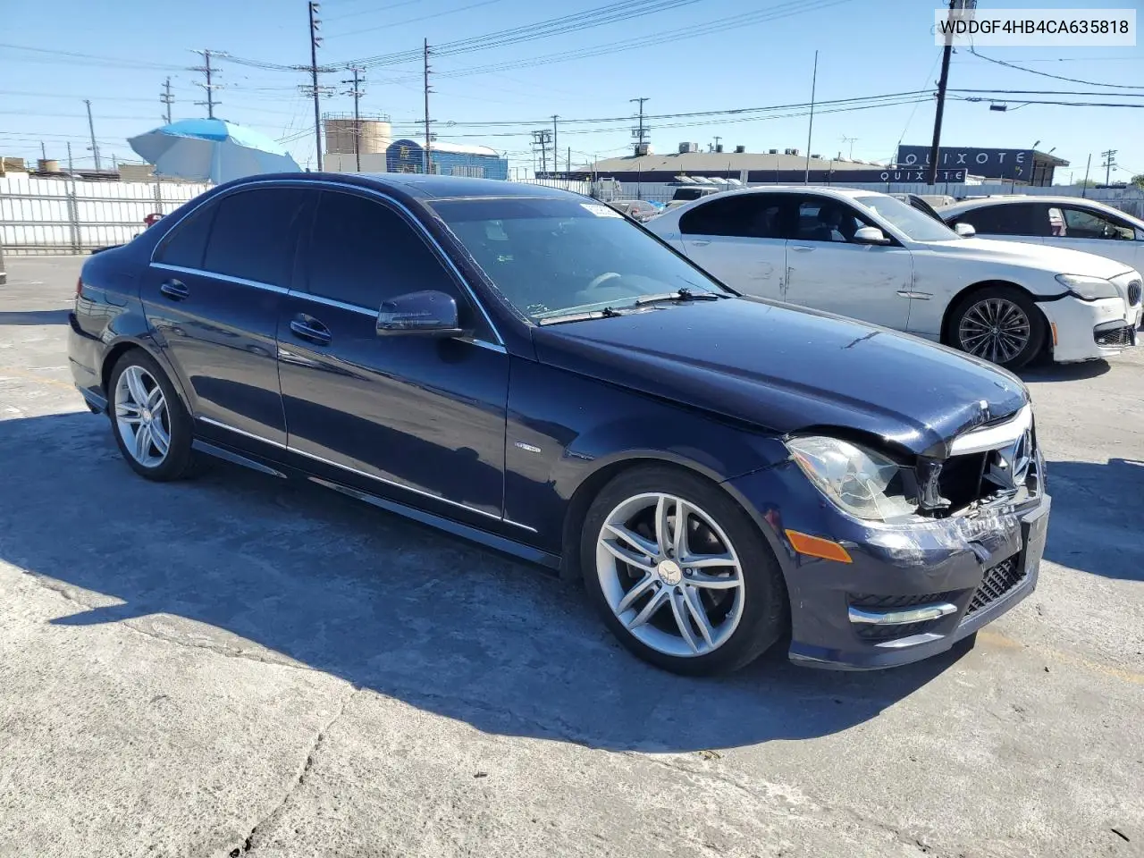 2012 Mercedes-Benz C 250 VIN: WDDGF4HB4CA635818 Lot: 62896395
