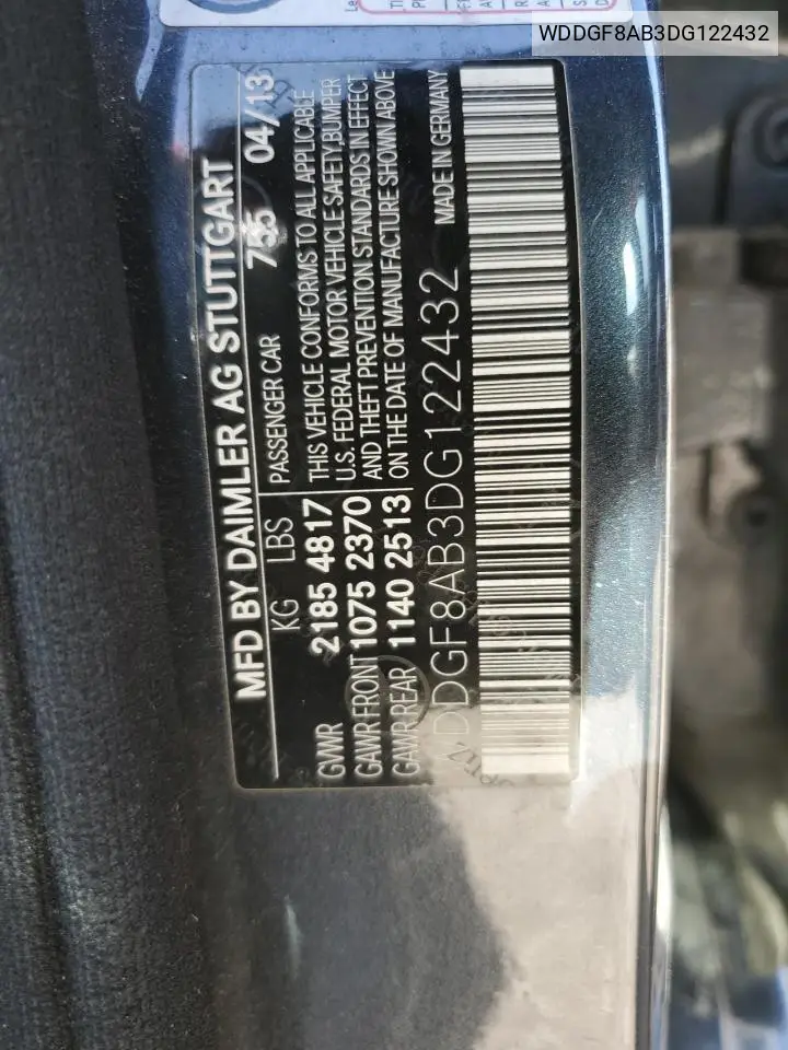2013 Mercedes-Benz C 300 4Matic VIN: WDDGF8AB3DG122432 Lot: 47444215