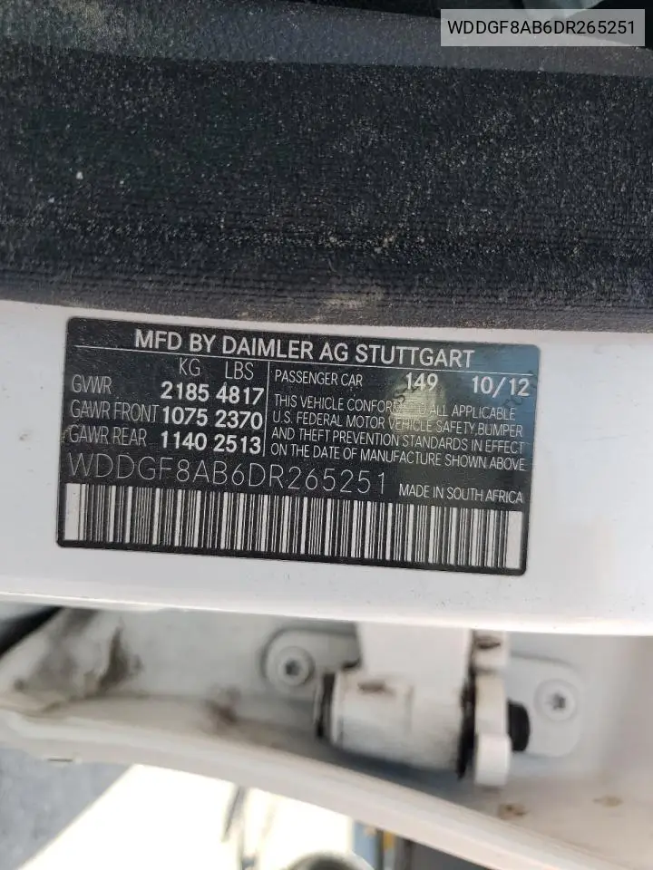 2013 Mercedes-Benz C 300 4Matic VIN: WDDGF8AB6DR265251 Lot: 59912985