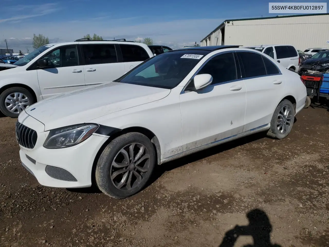 2015 Mercedes-Benz C 300 4Matic VIN: 55SWF4KB0FU012897 Lot: 57091555