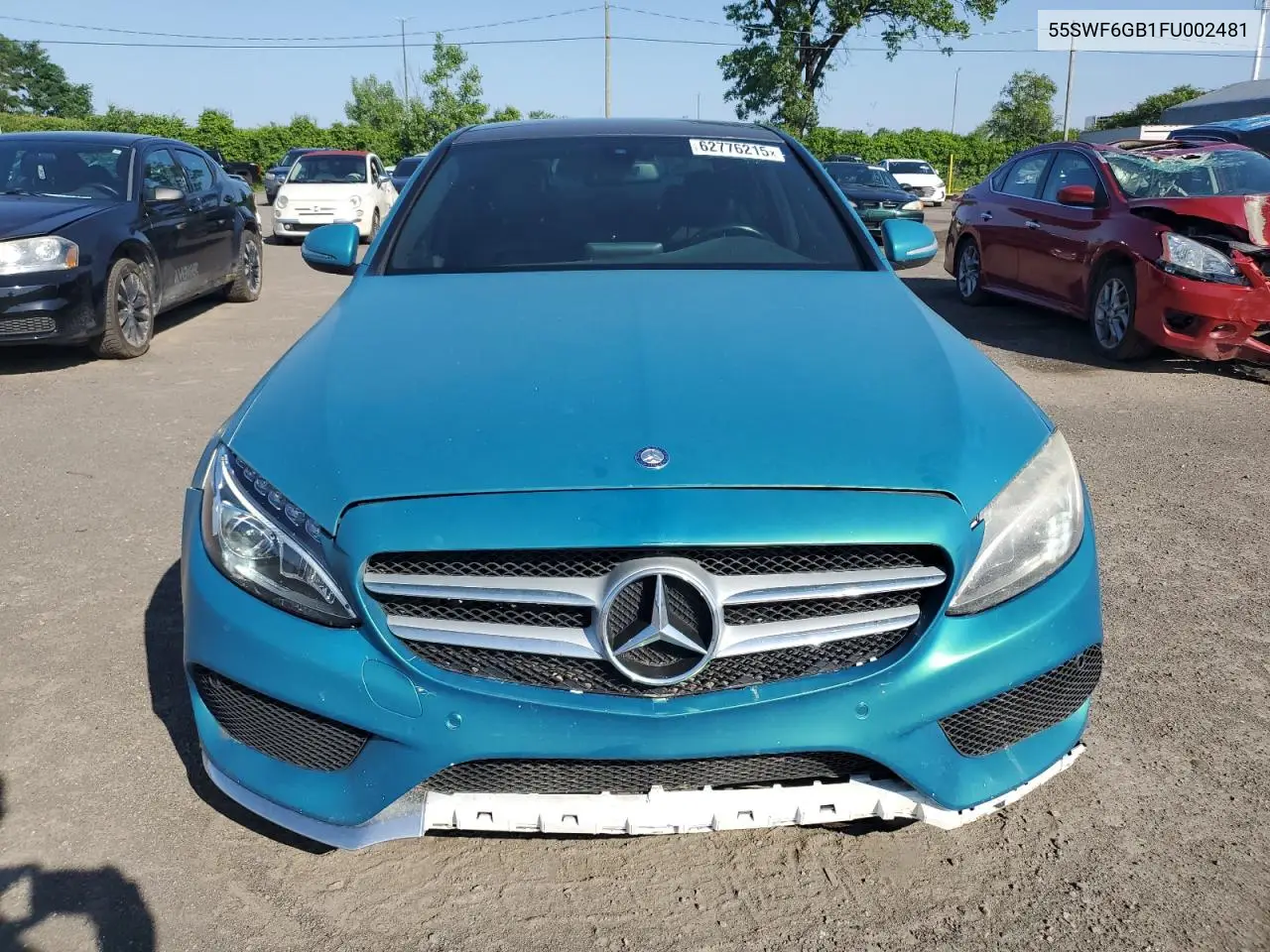2015 Mercedes-Benz C 400 4Matic VIN: 55SWF6GB1FU002481 Lot: 62776215