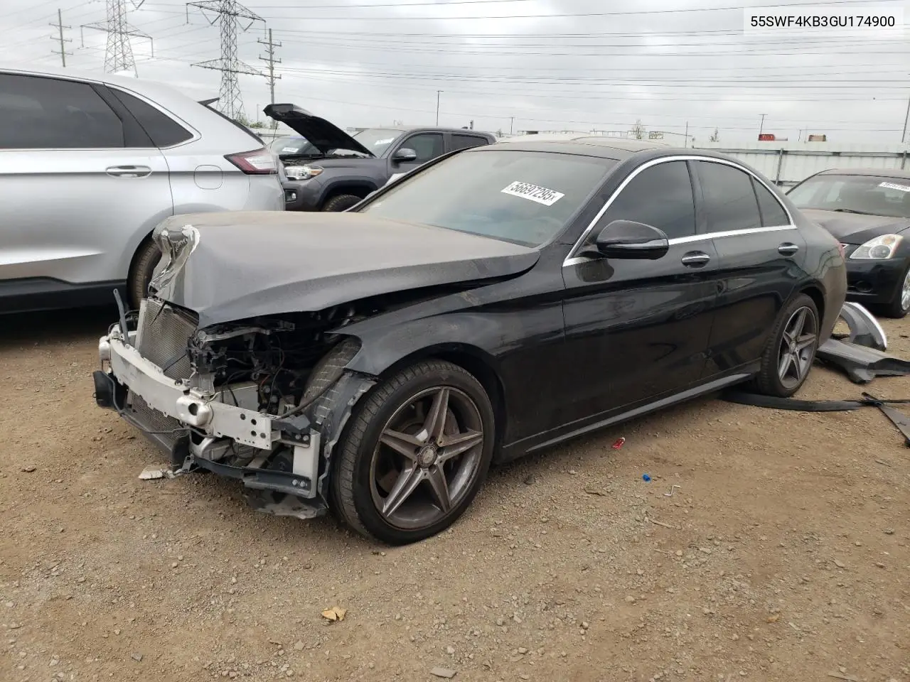 2016 Mercedes-Benz C 300 4Matic VIN: 55SWF4KB3GU174900 Lot: 56697295
