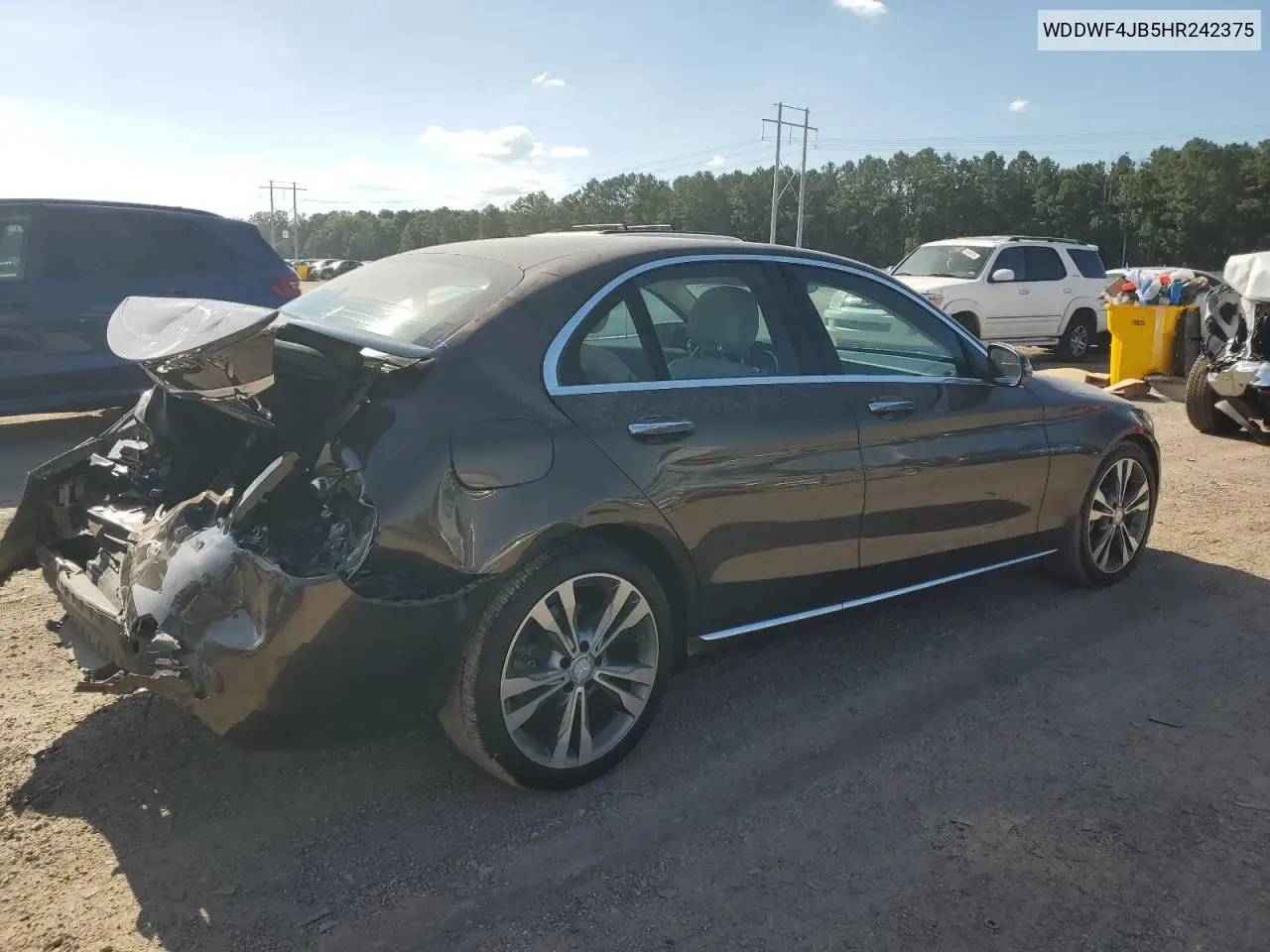2017 Mercedes-Benz C 300 VIN: WDDWF4JB5HR242375 Lot: 64902485
