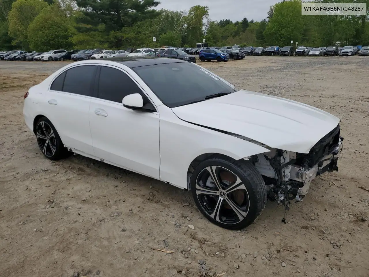 2022 Mercedes-Benz C 300 VIN: W1KAF4GB6NR048287 Lot: 57039645