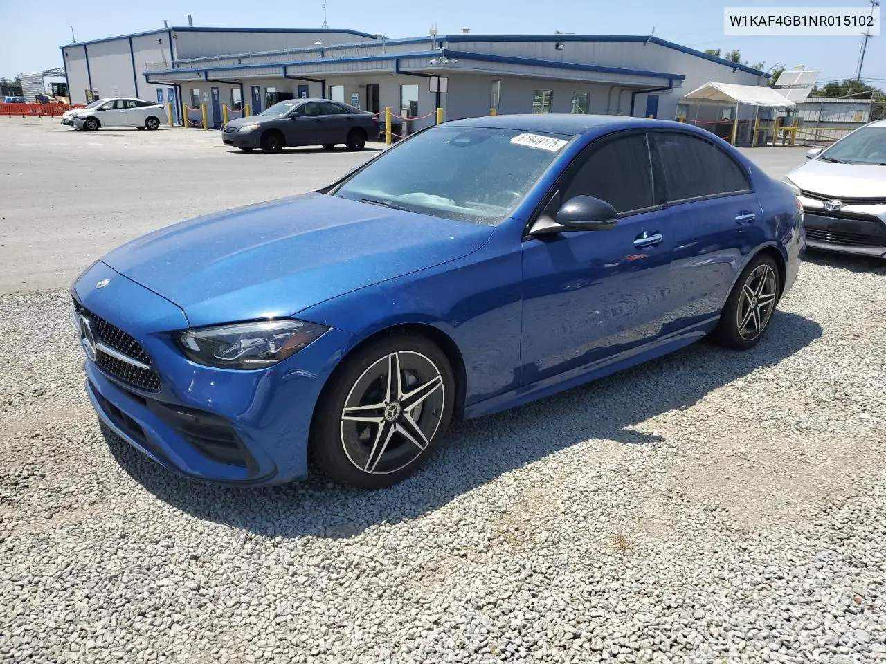 2022 Mercedes-Benz C 300 VIN: W1KAF4GB1NR015102 Lot: 61949175