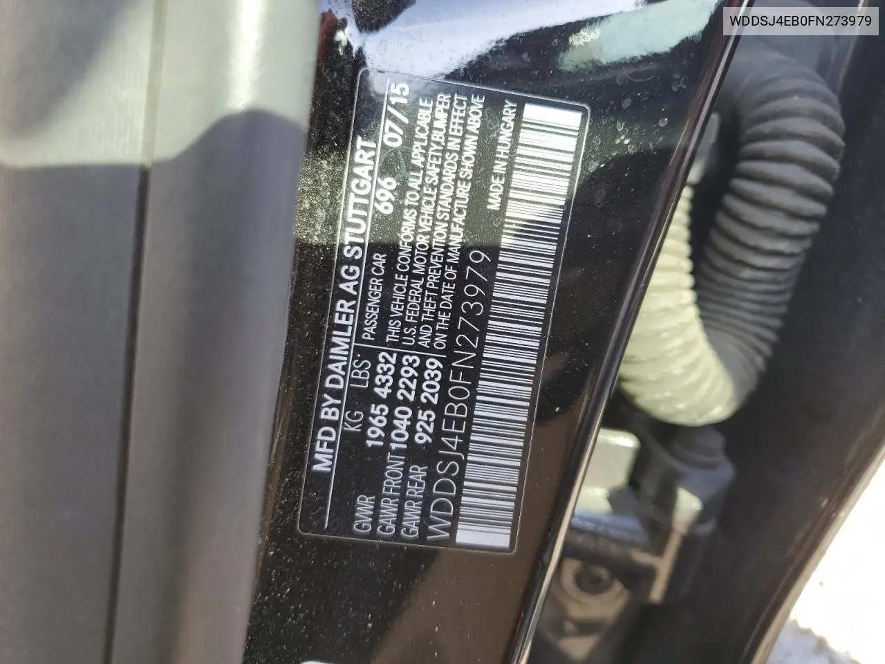 2015 Mercedes-Benz Cla 250 VIN: WDDSJ4EB0FN273979 Lot: 57014155