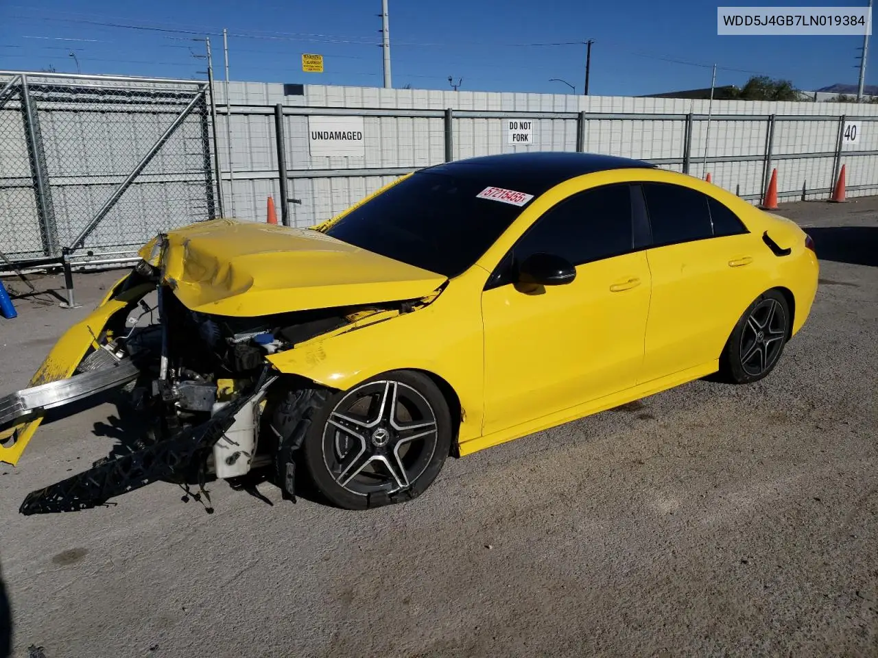 2020 Mercedes-Benz Cla 250 VIN: WDD5J4GB7LN019384 Lot: 57215455