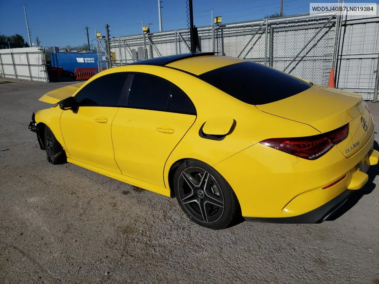 2020 Mercedes-Benz Cla 250 VIN: WDD5J4GB7LN019384 Lot: 57215455