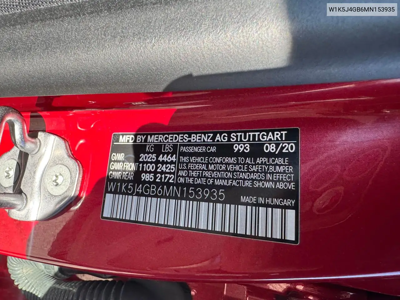 2021 Mercedes-Benz Cla 250 VIN: W1K5J4GB6MN153935 Lot: 56609515
