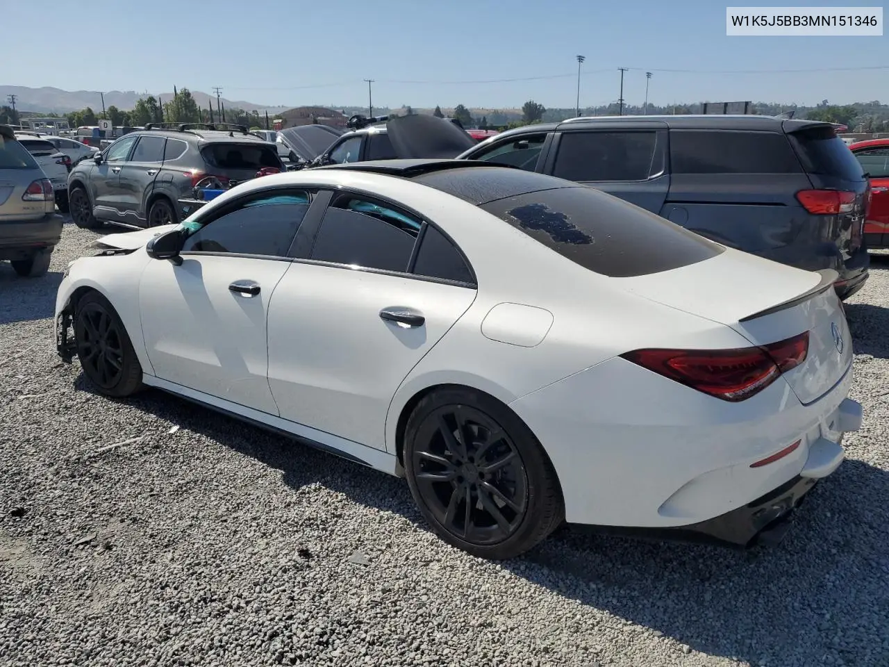 2021 Mercedes-Benz Cla Amg 35 4Matic VIN: W1K5J5BB3MN151346 Lot: 62527135